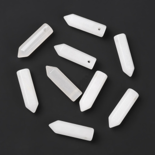 White jade faceted icicle with hole 30-33 mm 1 pc.