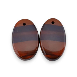 Jasper red a pair of cabochons with hole 21x13 mm no. P854