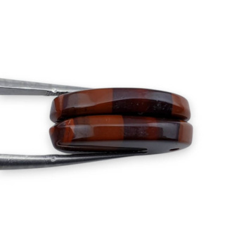 Jasper red a pair of cabochons with hole 21x13 mm no. P854