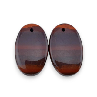 Jasper red a pair of cabochons with hole 21x13 mm no. P857