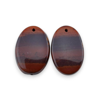 Jasper red a pair of cabochons with hole 21x15 mm no P825