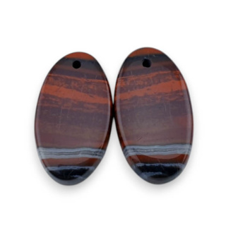 Jasper red a pair of cabochons with hole 22x12 mm no. P831