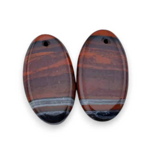Jasper red a pair of cabochons with hole 22x12 mm no. P831 Jasper red a pair of cabochons with hole 22x12 mm no. P831
