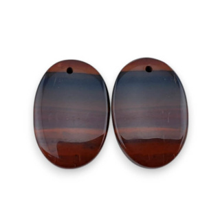 Jasper red a pair of cabochons with hole 22x15 mm no. P844