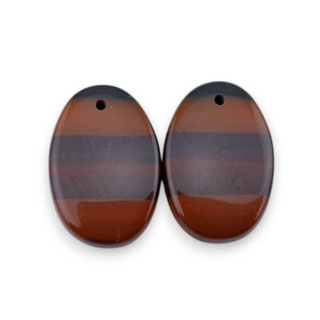 Jasper red a pair of cabochons with hole 22x15 mm no. P855