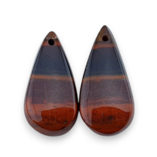 Jasper red a pair of cabochons with hole 23x11 mm no P838