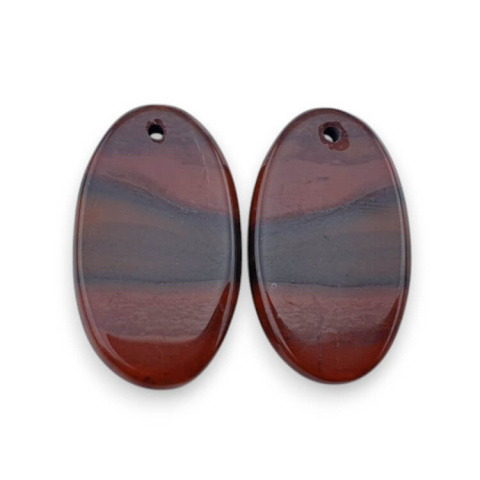 Red jasper pair of cabochons with hole 23x13 mm no P827 Red jasper pair of cabochons with hole 23x13 mm no P827