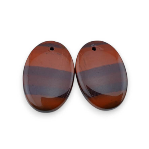 Jasper red a pair of cabochons with hole 23x16 mm no P836 Jasper red a pair of cabochons with hole 23x16 mm no P836