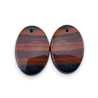 Jasper red a pair of cabochons with hole 23x16 mm no. P849