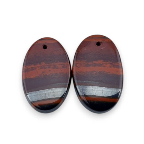 Jasper red pair of cabochons with hole 24x15 mm no. P851 Jasper red pair of cabochons with hole 24x15 mm no. P851