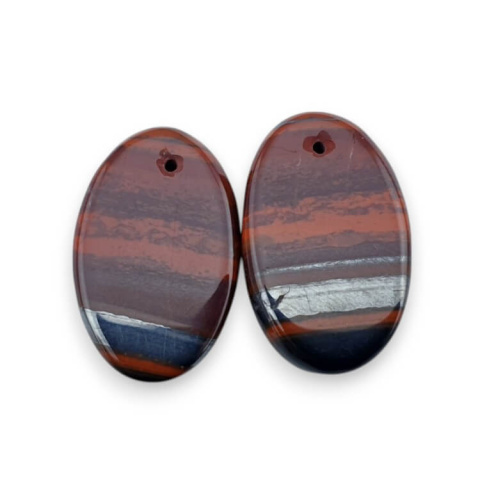 Jasper red pair of cabochons with hole 24x15 mm no. P851 Jasper red pair of cabochons with hole 24x15 mm no. P851