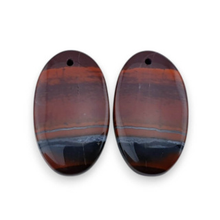 Jasper red a pair of cabochons with hole 25x14 mm no. P841