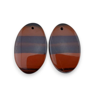 Jasper red pair of cabochons with hole 25x15 mm no. P828