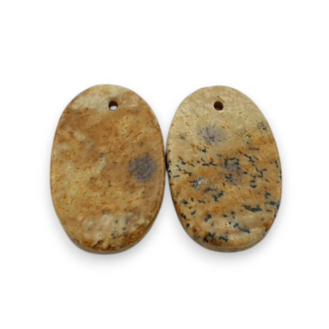 Landscape jasper a pair of cabochons with hole 19x13 mm no. P740 Landscape jasper a pair of cabochons with hole 19x13 mm no. P740