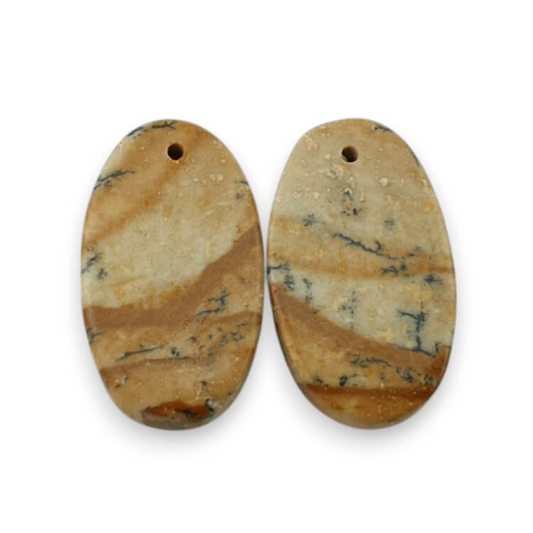 Jaspis krajobrazowy para kaboszonów z dziurką 21x12 mm nr P760 Jaspis krajobrazowy para kaboszonów z dziurką 21x12 mm nr P760