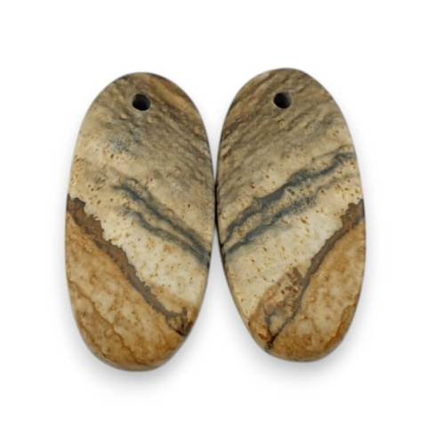 Picture jasper pair of cabochons with hole 23x11 mm no P751 Picture jasper pair of cabochons with hole 23x11 mm no P751
