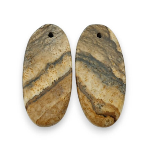 Picture jasper pair of cabochons with hole 23x11 mm no P751 Picture jasper pair of cabochons with hole 23x11 mm no P751