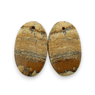 Jaspis krajobrazowy para kaboszonów z dziurką 23x13 mm nr P753