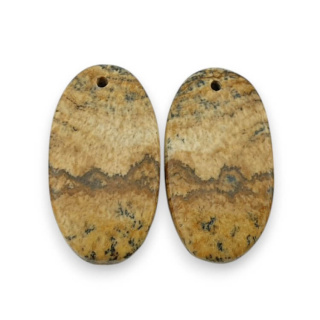 Jasper landscape pair of cabochons with hole 24x13 mm no. P744