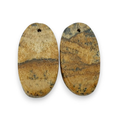Jasper landscape pair of cabochons with hole 24x13 mm no. P744 Jasper landscape pair of cabochons with hole 24x13 mm no. P744
