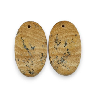 Jasper landscape pair of cabochons with hole 24x14 mm no. P766