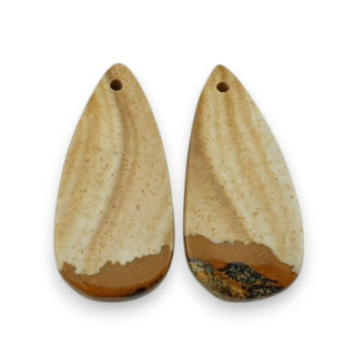 Jasper landscape pair of cabochons with hole 25x12 mm no. P756