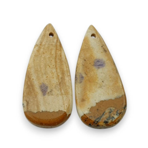 Jasper landscape pair of cabochons with hole 25x12 mm no. P756 Jasper landscape pair of cabochons with hole 25x12 mm no. P756