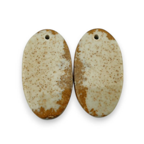 Picture jasper pair of cabochons with hole 25x13 mm no P739 Picture jasper pair of cabochons with hole 25x13 mm no P739