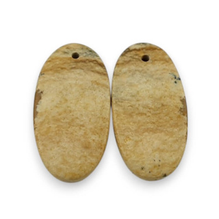 Jasper landscape pair of cabochons with hole 25x13 mm no. P752