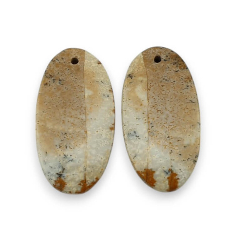 Landscape jasper pair of cabochons with hole 25x13 mm no. P768