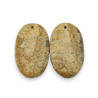 Jasper landscape pair of cabochons with hole 25x14 mm no. P738