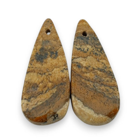 Jasper landscape pair of cabochons with hole 26x11 mm no. P757 Jasper landscape pair of cabochons with hole 26x11 mm no. P757