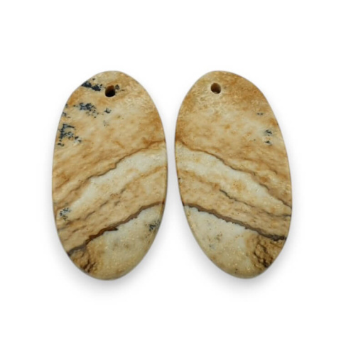 Picture jasper pair of cabochons with hole 26x13 mm no P747 Picture jasper pair of cabochons with hole 26x13 mm no P747