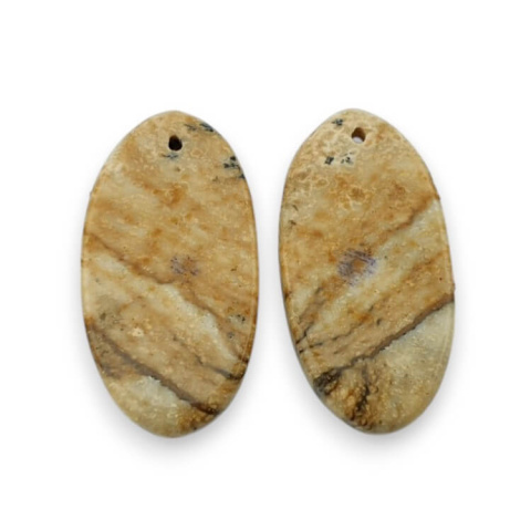 Picture jasper pair of cabochons with hole 26x13 mm no P747 Picture jasper pair of cabochons with hole 26x13 mm no P747