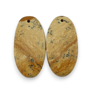 Jasper landscape pair of cabochons with hole 26x13 mm no. P749
