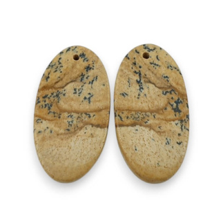 Jasper landscape pair of cabochons with hole 26x13 mm no. P764