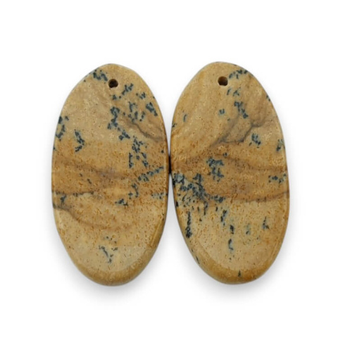 Picture jasper pair of cabochons with hole 26x13 mm no P764 Picture jasper pair of cabochons with hole 26x13 mm no P764