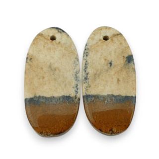 Picture jasper pair of cabochons with hole 26x13 mm no P770