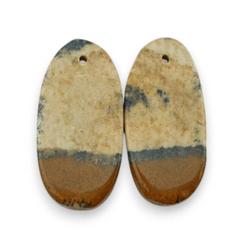 Picture jasper pair of cabochons with hole 26x13 mm no P770 Picture jasper pair of cabochons with hole 26x13 mm no P770