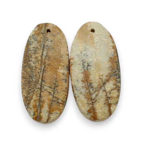 Picture jasper pair of cabochons with hole 27x13 mm no P759 Picture jasper pair of cabochons with hole 27x13 mm no P759