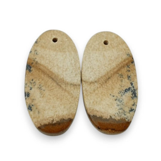 Picture jasper pair of cabochons with hole 27x13 mm no P769