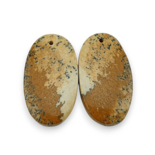 Jasper landscape pair of cabochons with hole 27x15 mm no. P758