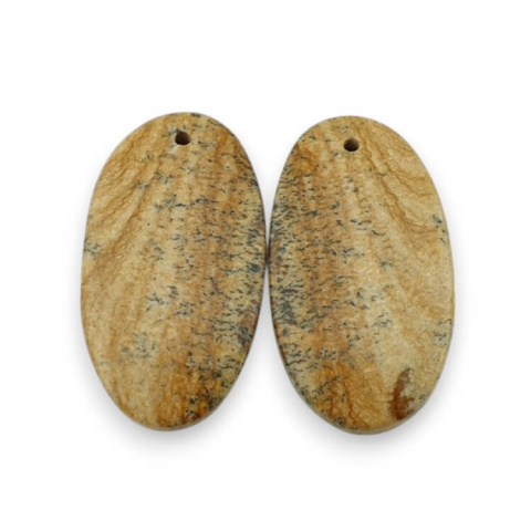 Jasper landscape pair of cabochons with hole 27x15 mm no. P762 Jasper landscape pair of cabochons with hole 27x15 mm no. P762