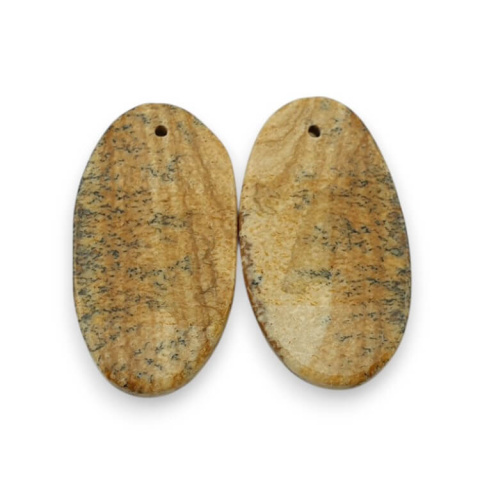 Jasper landscape pair of cabochons with hole 27x15 mm no. P762 Jasper landscape pair of cabochons with hole 27x15 mm no. P762