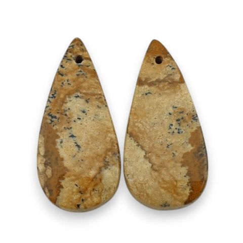 Picture jasper pair of cabochons with hole 28x13 mm no P743 Picture jasper pair of cabochons with hole 28x13 mm no P743