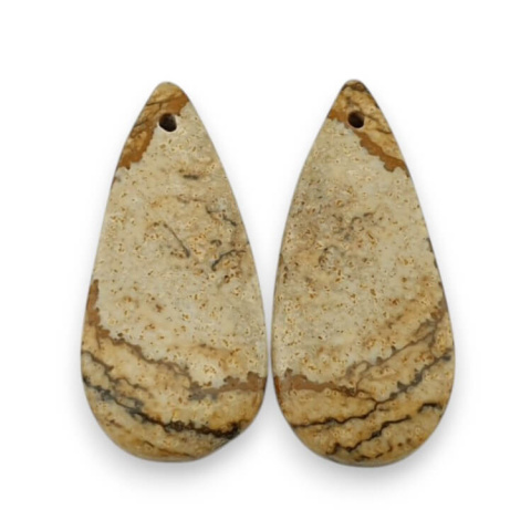 Jasper landscape pair of cabochons with hole 28x13 mm no. P754 Jasper landscape pair of cabochons with hole 28x13 mm no. P754