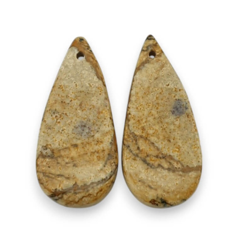 Jasper landscape pair of cabochons with hole 28x13 mm no. P754 Jasper landscape pair of cabochons with hole 28x13 mm no. P754