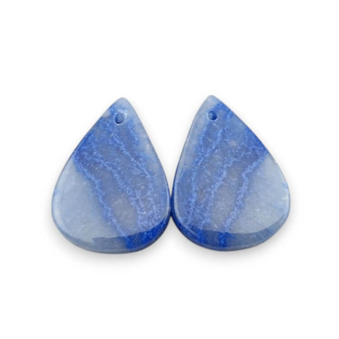 Blue quartz pair of cabochons with hole 21x15 mm no. P679 Blue quartz pair of cabochons with hole 21x15 mm no. P679