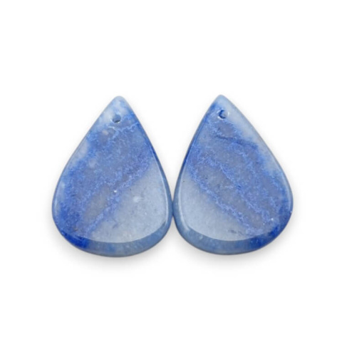 Blue quartz pair of cabochons with hole 21x15 mm no. P679 Blue quartz pair of cabochons with hole 21x15 mm no. P679