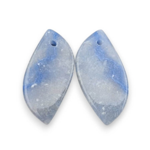 Blue quartz pair of cabochons with hole 22x11 mm no P670 Blue quartz pair of cabochons with hole 22x11 mm no P670